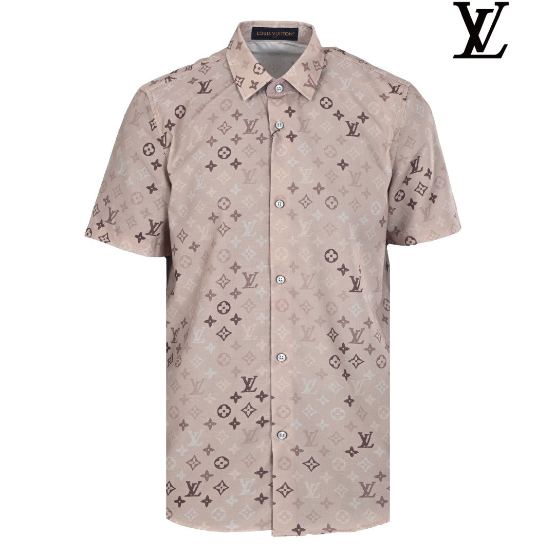Louis Vuitton Men's Pink Monogram Short Sleeve Shirt