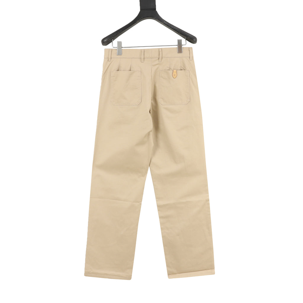 Louis Vuitton LV Leather Tag Silk-Cotton Crepe Straight-Leg Trousers