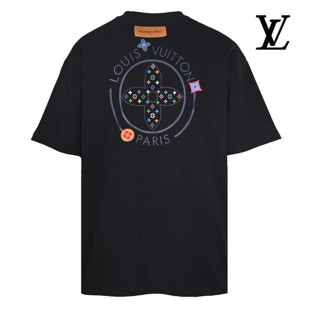Louis Vuitton Men's Black Colorful Monogram Patch T-Shirt