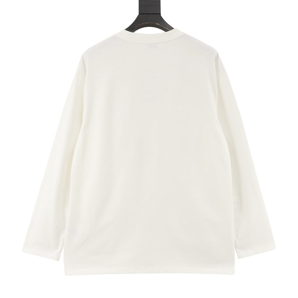 Burberry Equestrian Knight Embroidery Long-Sleeve Top — Black, Cobalt Detail