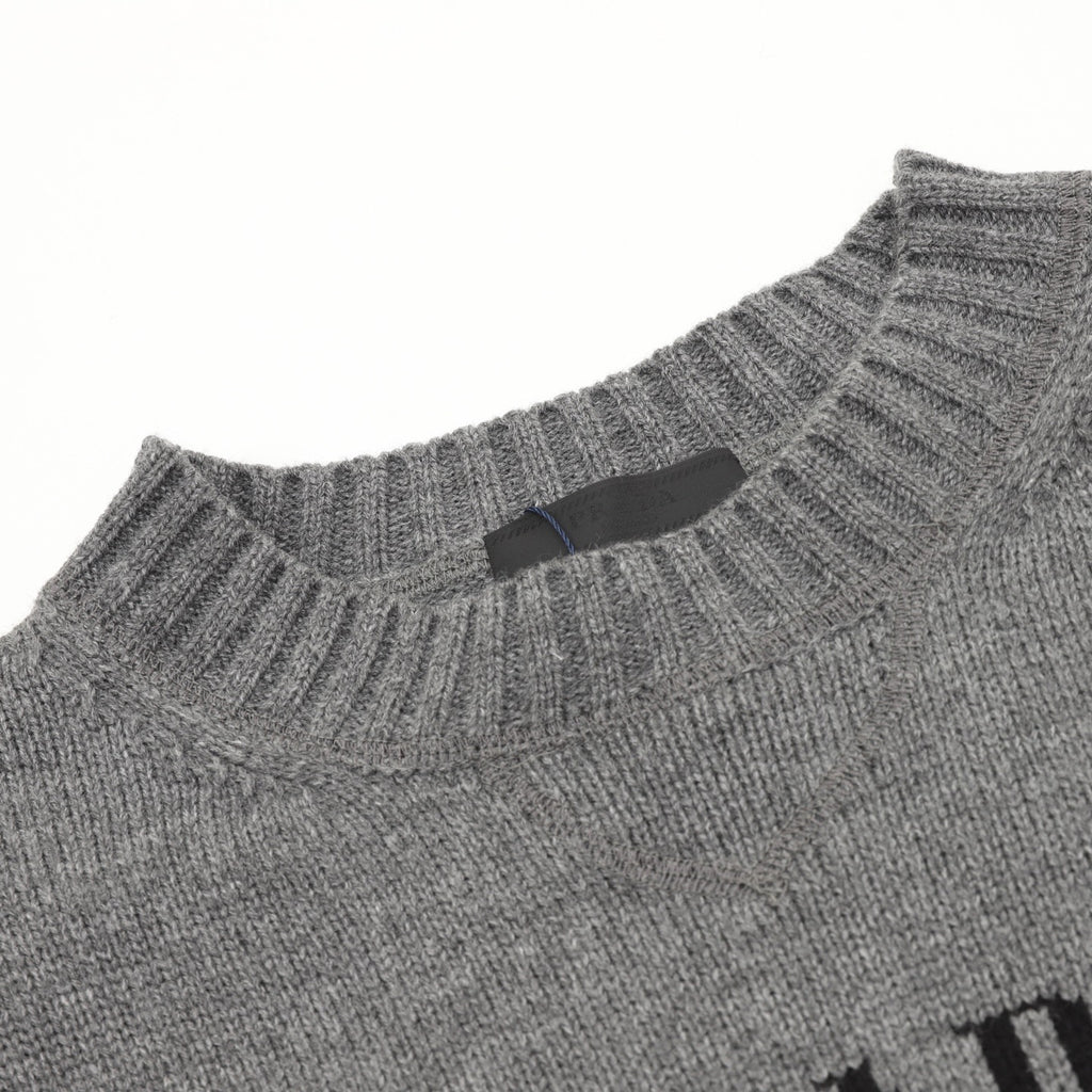 Prada Women's Men's Grey Logo Graphic Crewneck Sweater