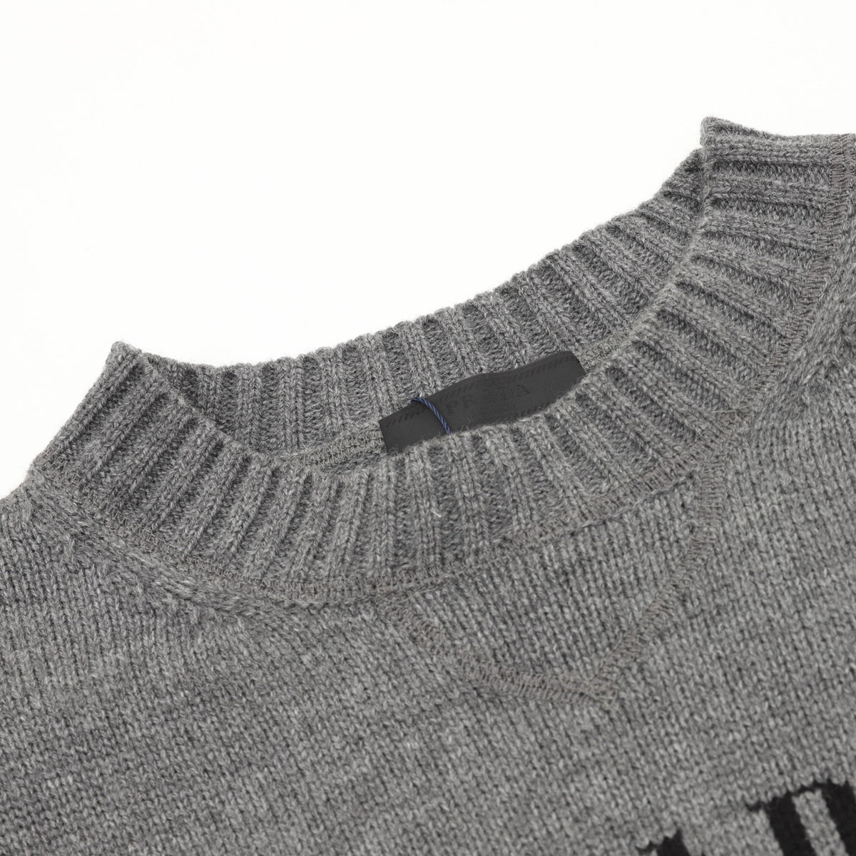 Prada Women's Men's Grey Logo Graphic Crewneck Sweater