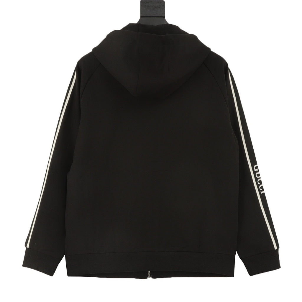 Gucci Women's Men's Black Side-Stripe Full-Zip Hooded Jacket
