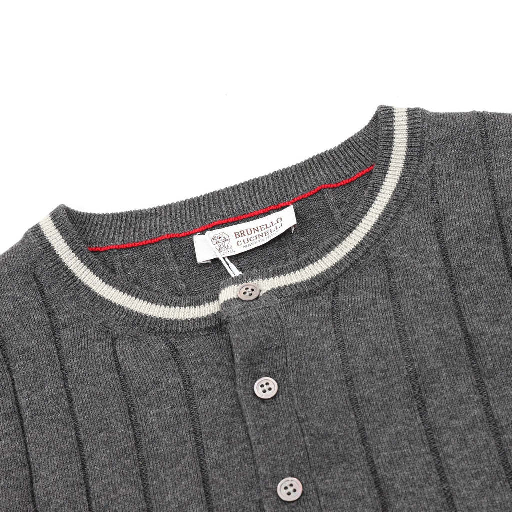 Brunello Cucinelli Striped Patchwork Knit Short-Sleeve Top