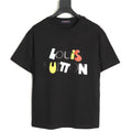 Louis Vuitton Multicolor Letter Logo Print Short-Sleeve T-Shirt in Black