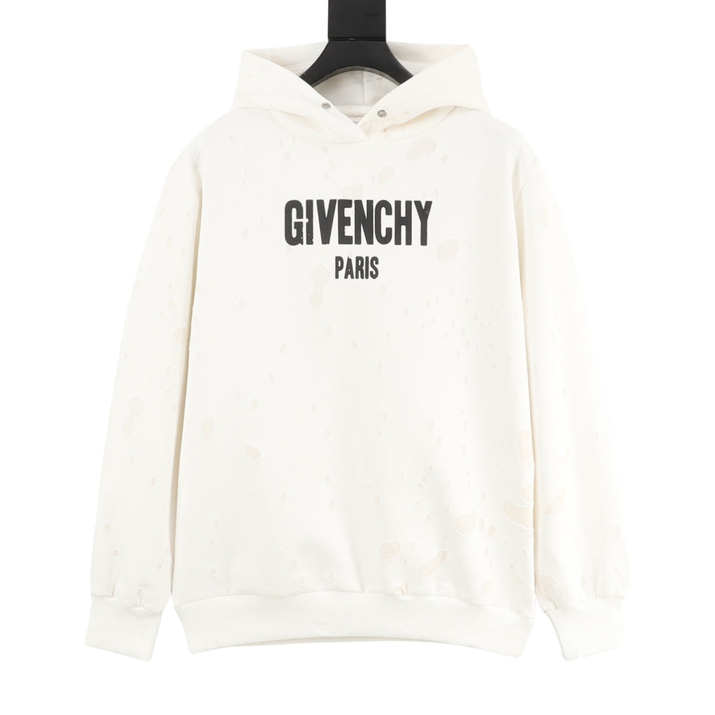 Givenchy Distressed Small Letter Print Hoodie