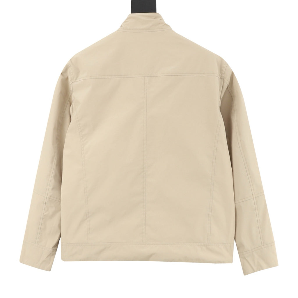 Loro Piana Women's Men's Beige Stand-Collar Zip-Up Jacket