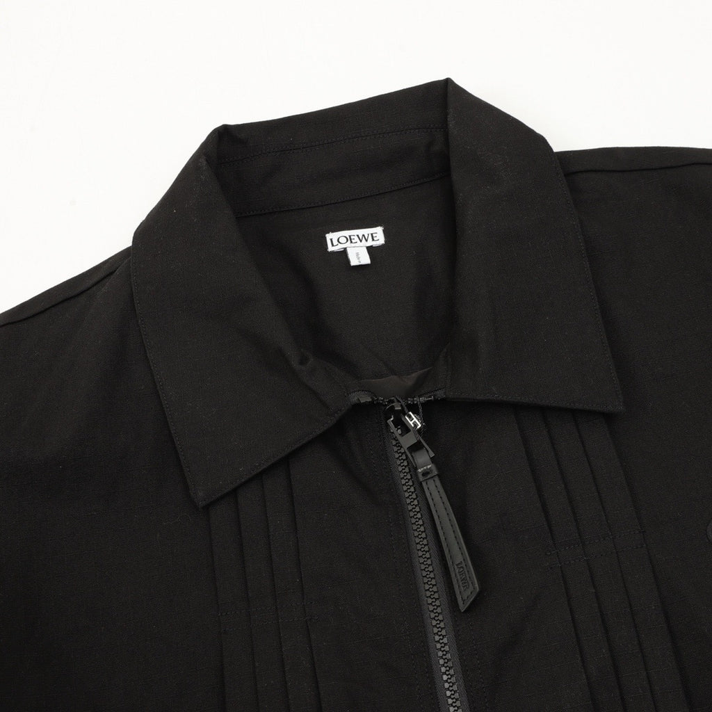 LOEWE Women's & Men's Black Anagram Logo Collared Zip-Up Jacket