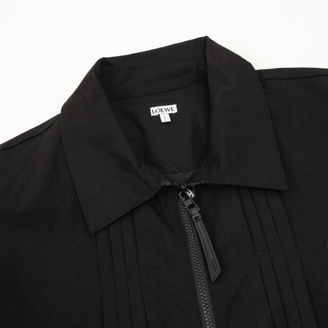 LOEWE Women's & Men's Black Anagram Logo Collared Zip-Up Jacket