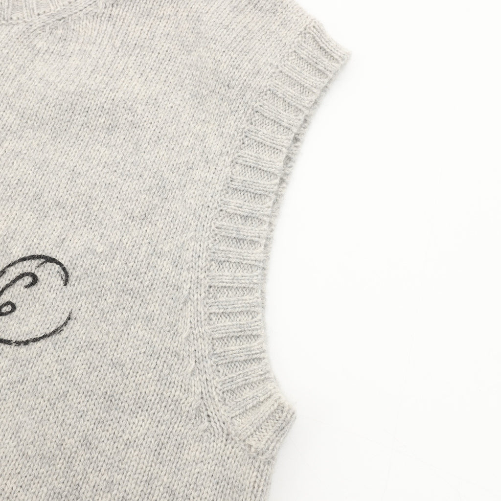 Maison Margiela Women's Men's Light Grey Signature Logo Knit Vest