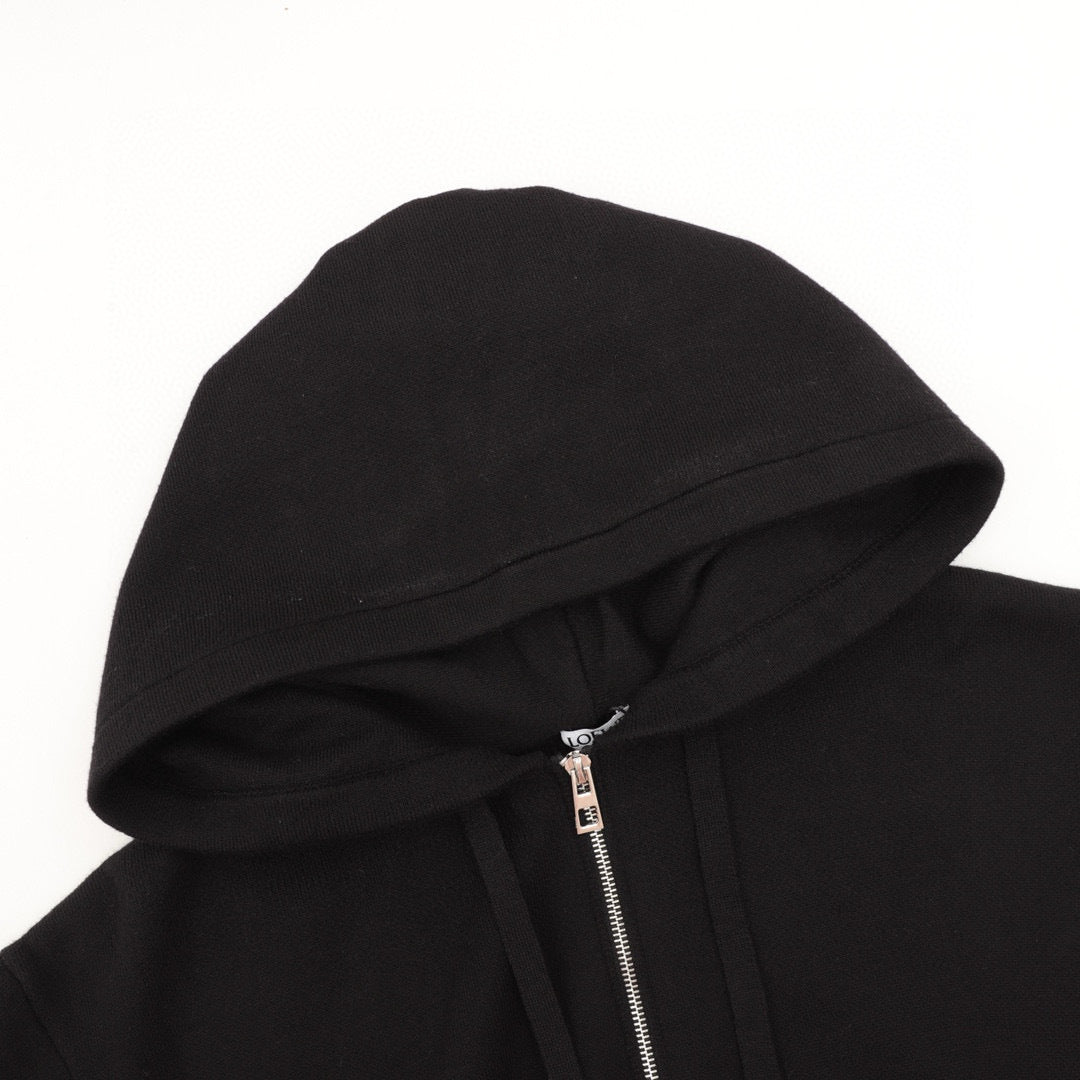 Loewe Anagram Zip-Up Hooded Knit Cardigan