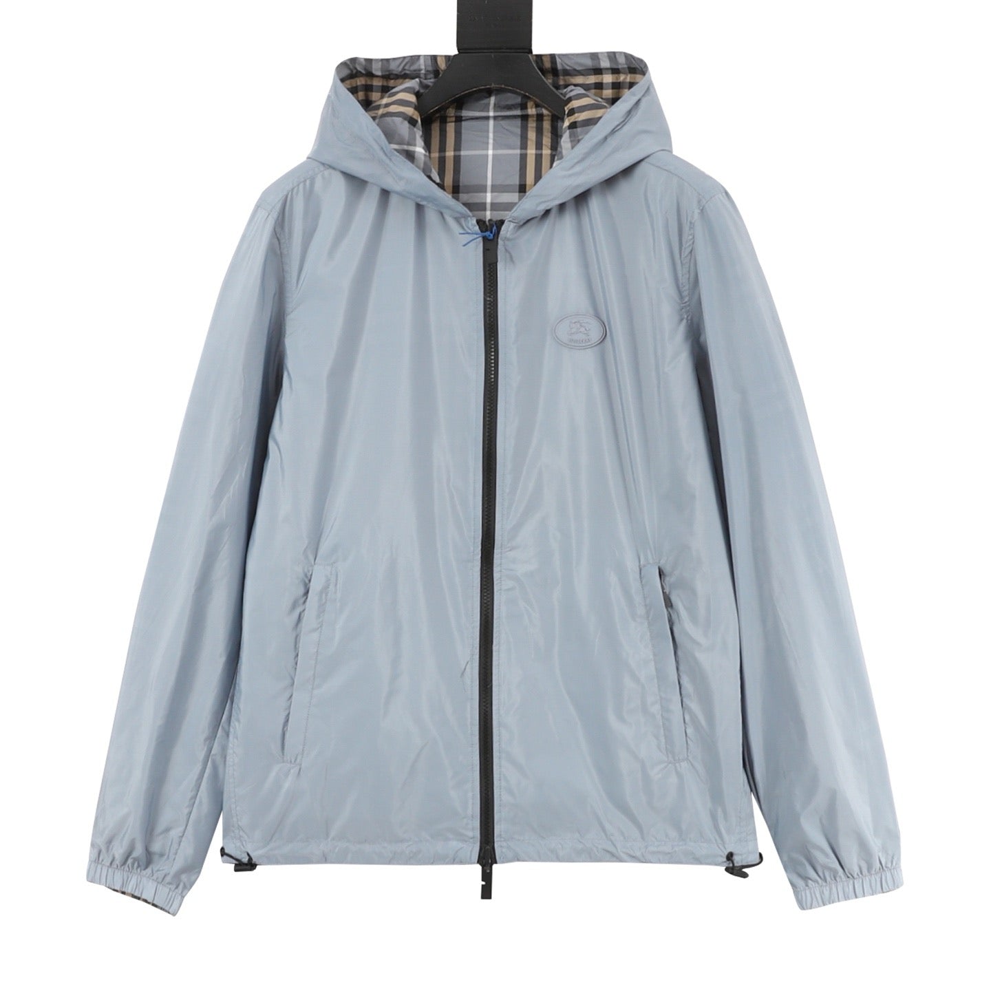Burberry Grey-Green Check Reversible Hooded Jacket