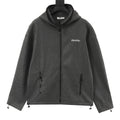 Miu Miu Women's Men's Grey Logo Wool Zip-Up Hooded Jacket