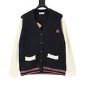 Miu Miu Women's & Men's Navy Color-Block Knit Cardigan