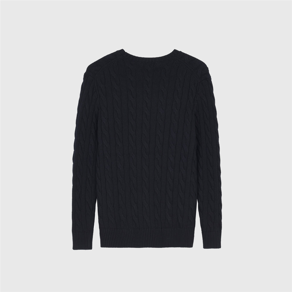 Polo Ralph Lauren Women's Men's Black Cable Knit Crewneck Sweater