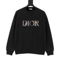 Dior Women's & Men's Black Floral Embroidered Logo Crewneck Sweatshirt