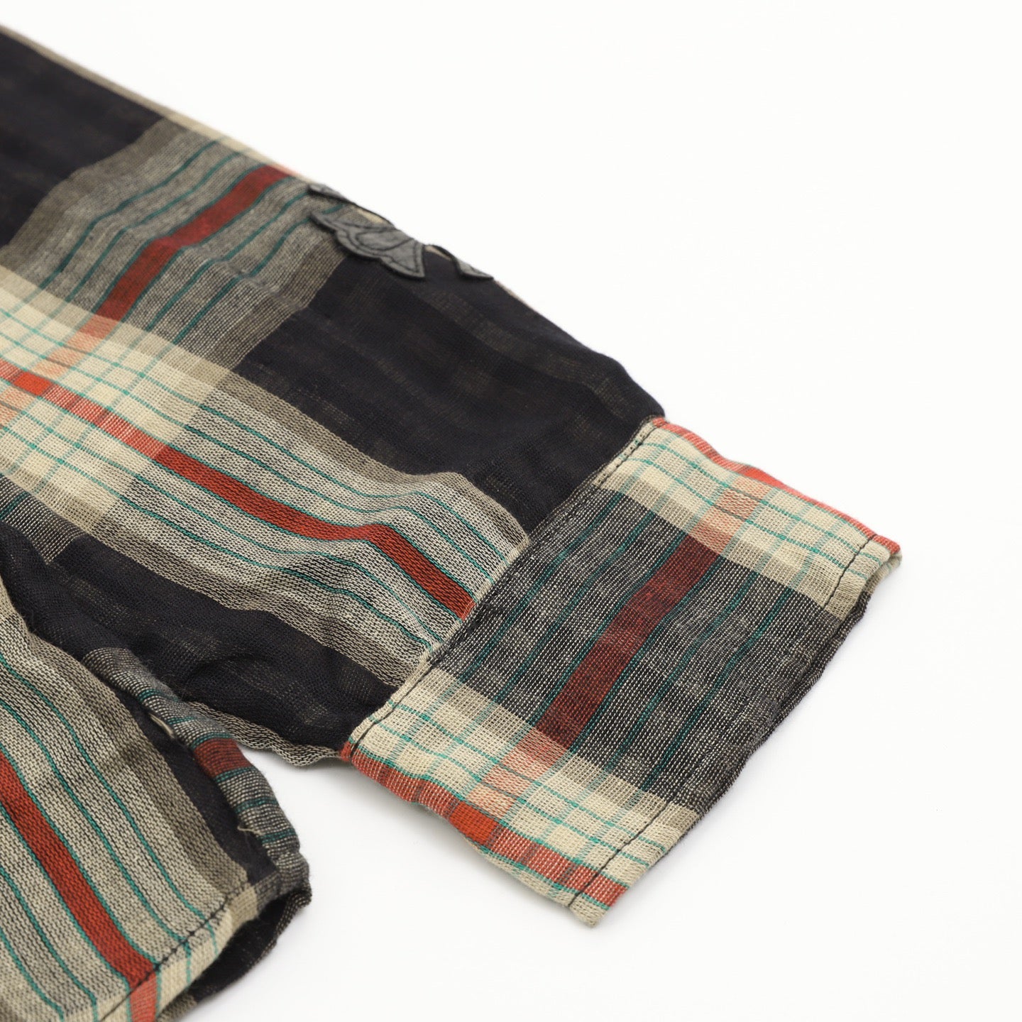 Chrome Hearts Plaid Long-Sleeve Shirt with Leather Patch