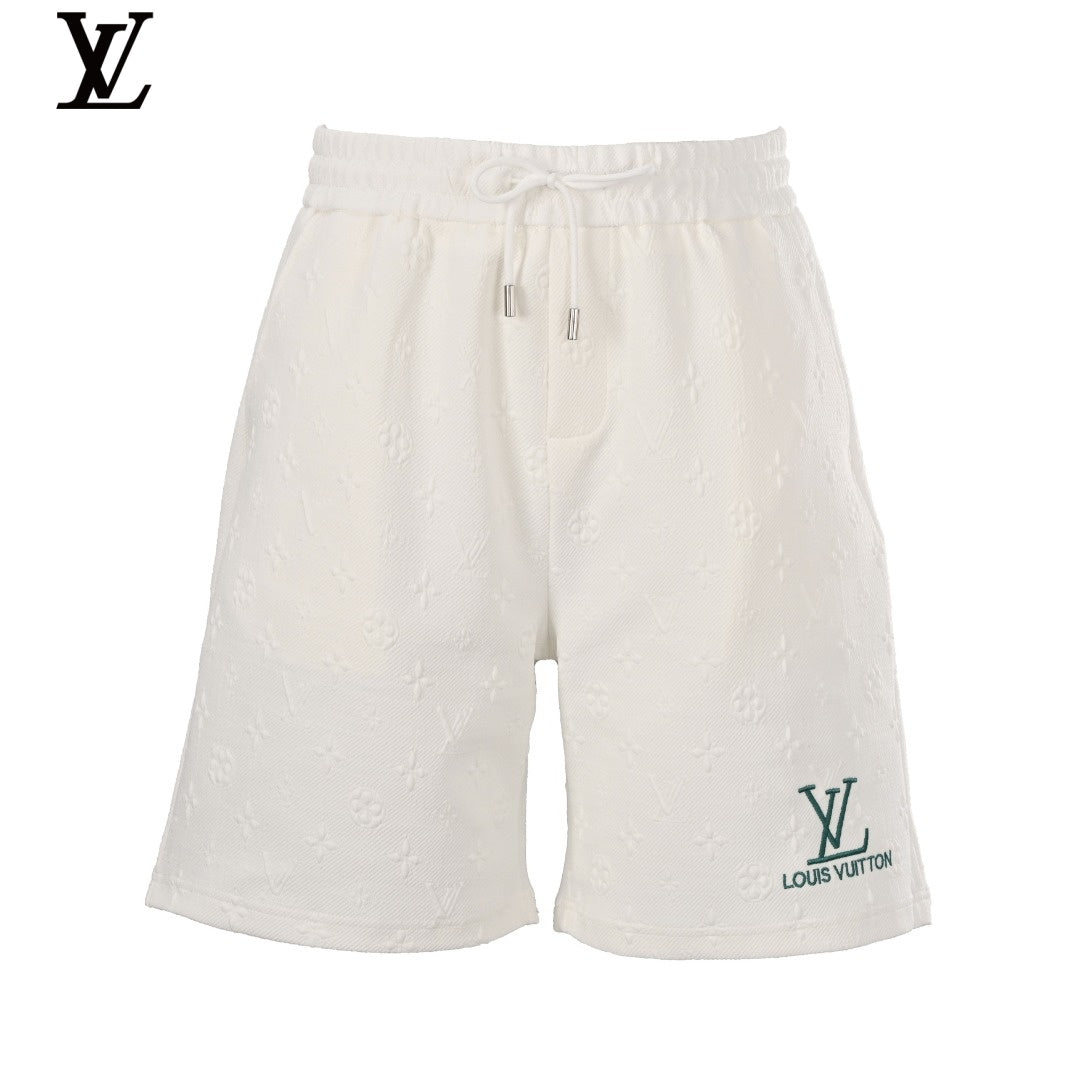 Louis Vuitton White Embossed Monogram Drawstring Shorts
