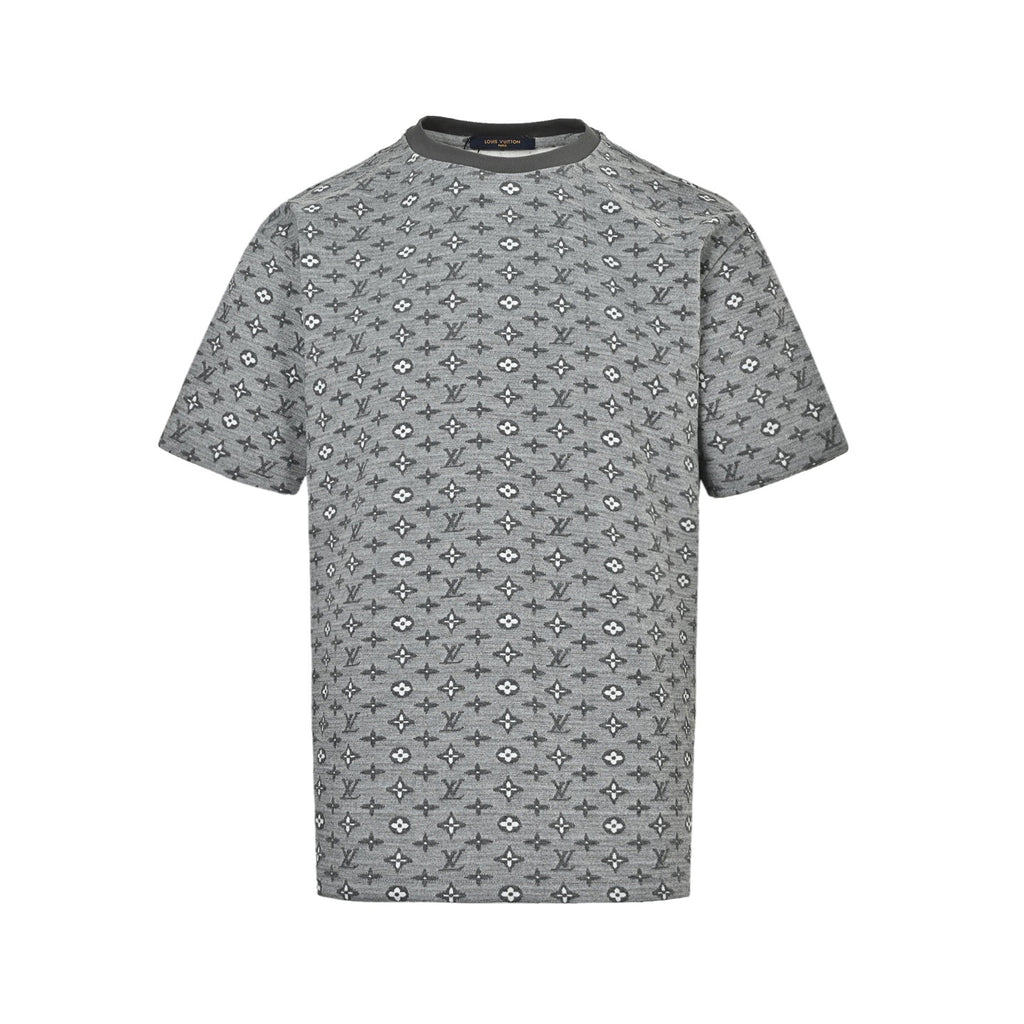 Louis Vuitton All-Over Monogram Print Short-Sleeve T-Shirt in Grey
