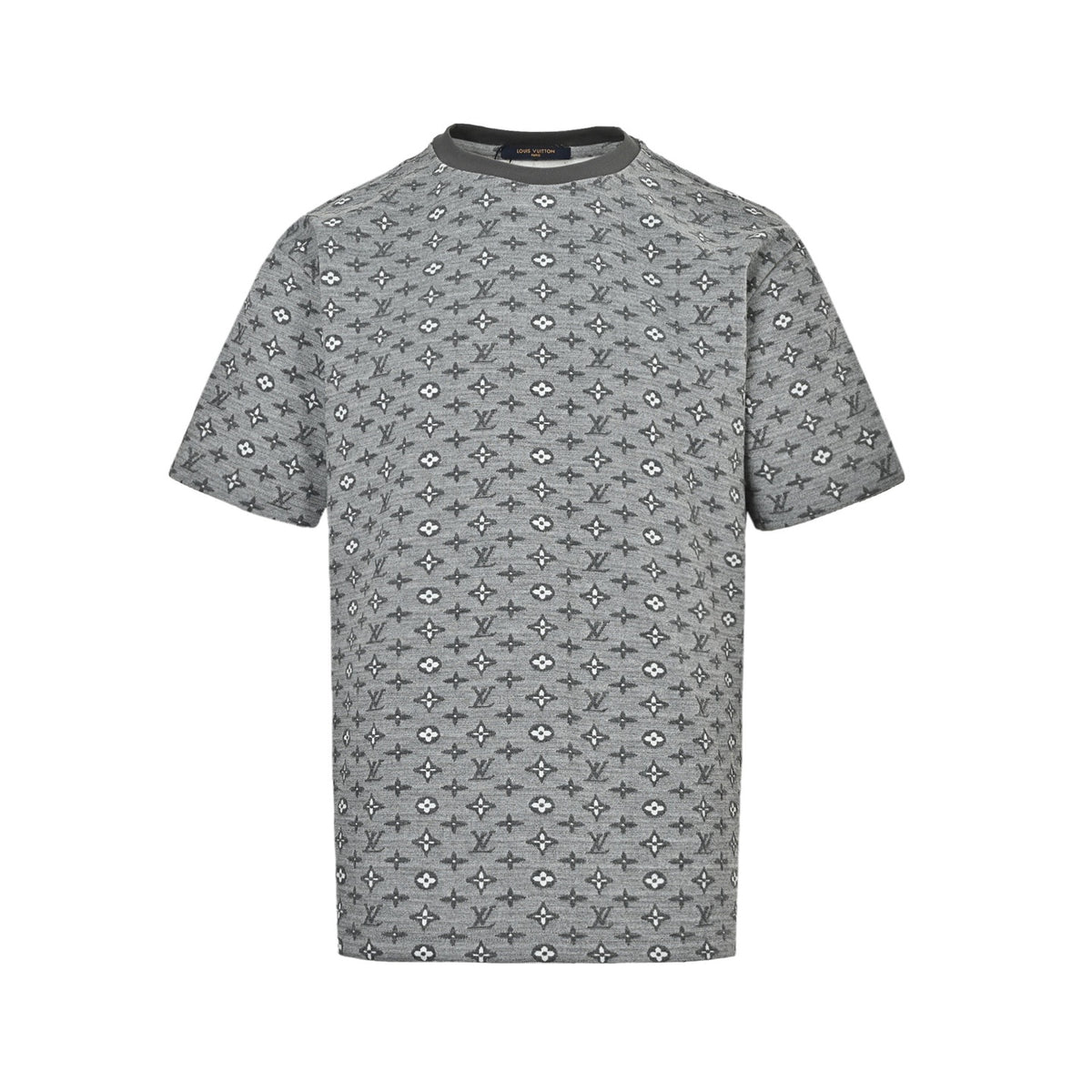 Louis Vuitton All-Over Monogram Print Short-Sleeve T-Shirt in Grey