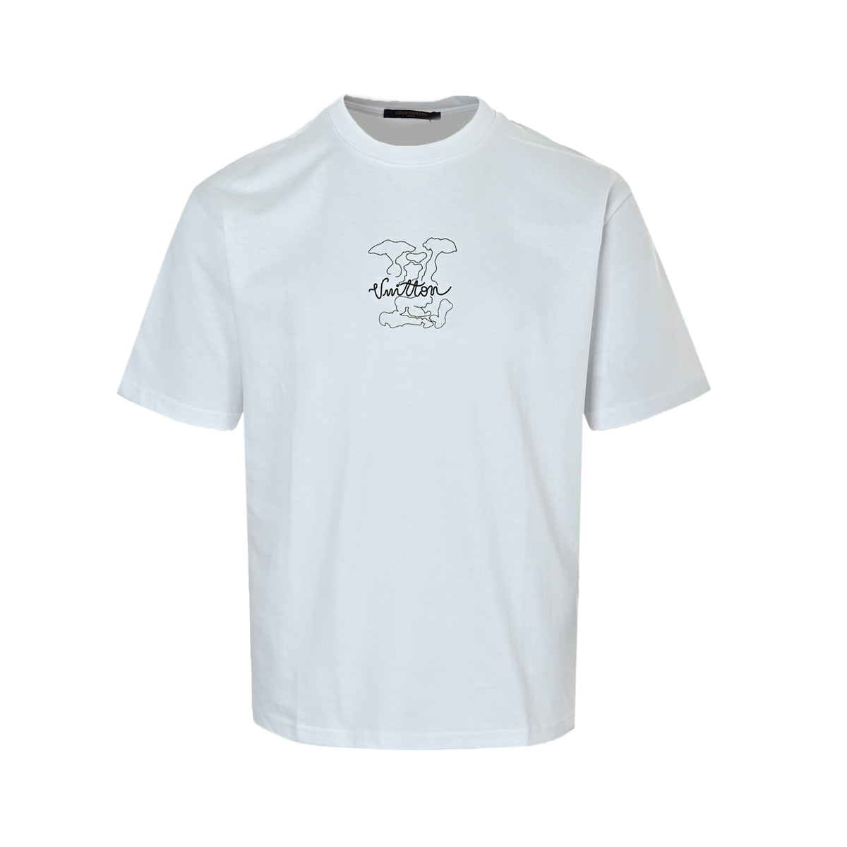 Louis Vuitton Line-Drawing LV Embroidered Short-Sleeve T-Shirt in White