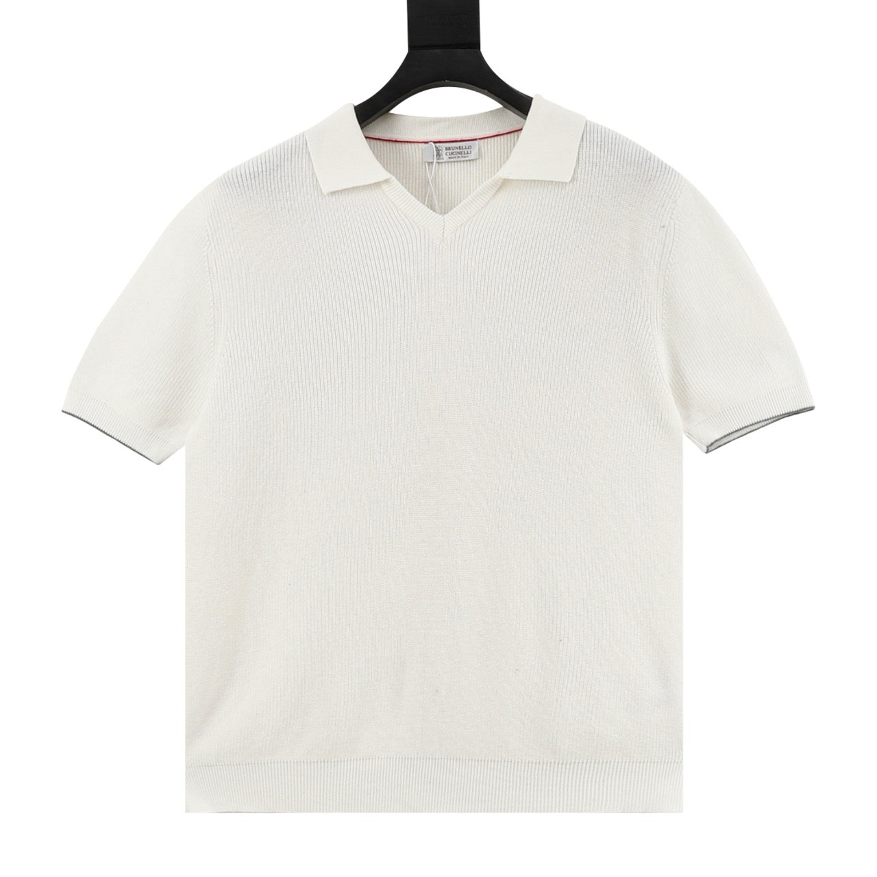 Brunello Cucinelli BC Seagull Collar Knit Short-Sleeve Polo