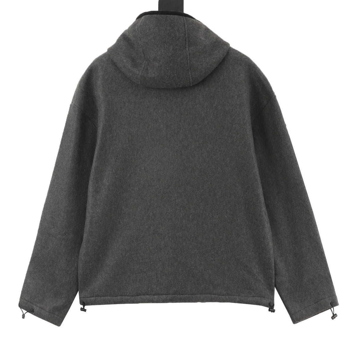 Miu Miu Women's Men's Grey Logo Wool Zip-Up Hooded Jacket