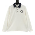 CH Long-Sleeve Polo Shirt with Horseshoe Embroidery and Collar