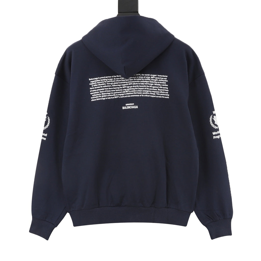Balenciaga Women's Men's Navy WFP Zip-Up Hoodie