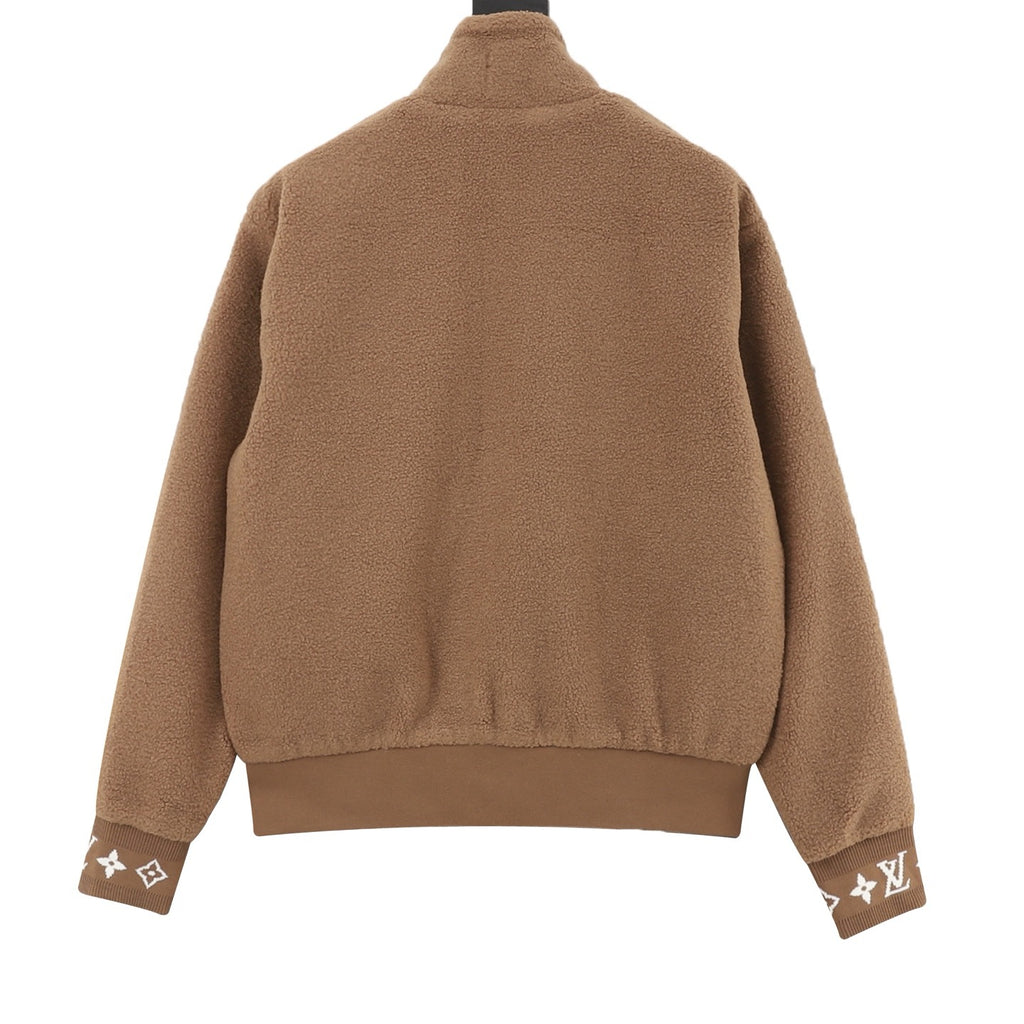 Louis Vuitton Women's & Men's Camel Stand-Collar Full-Zip Fleece Jacket