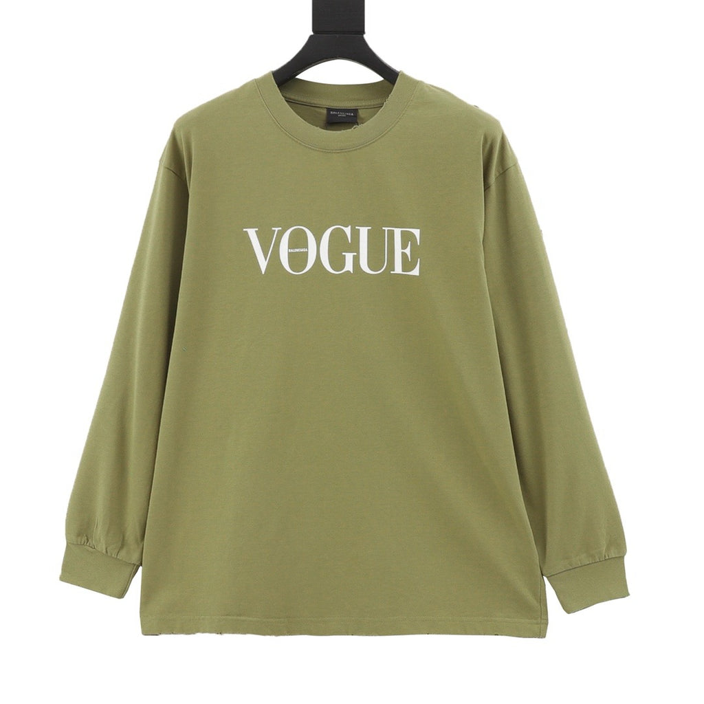 VOGUE Women's Men's Olive Logo Long-Sleeve T-Shirt