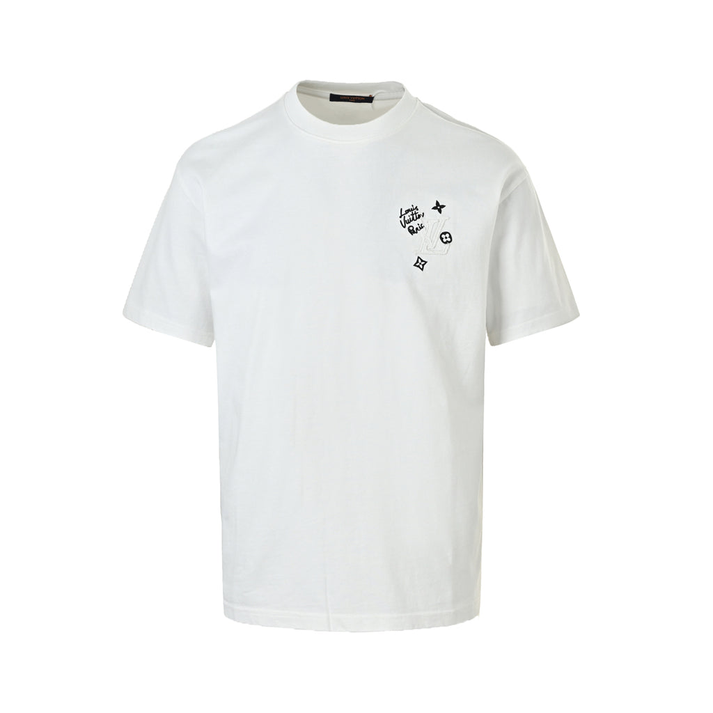 Louis Vuitton Small Signature Embroidered Short-Sleeve T-Shirt in White