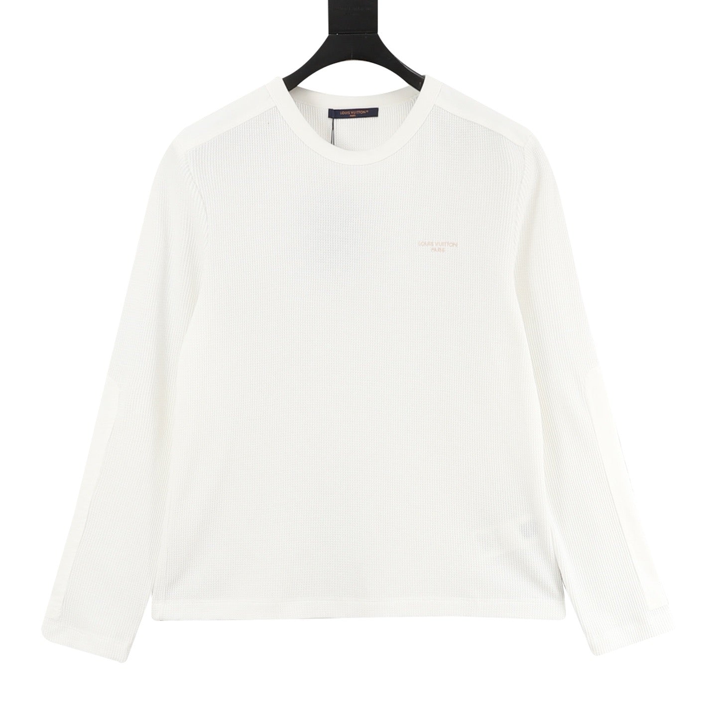 Louis Vuitton Tonal LV Embroidered Waffle Crewneck Long Sleeve | White Quiet Luxury Knitwear