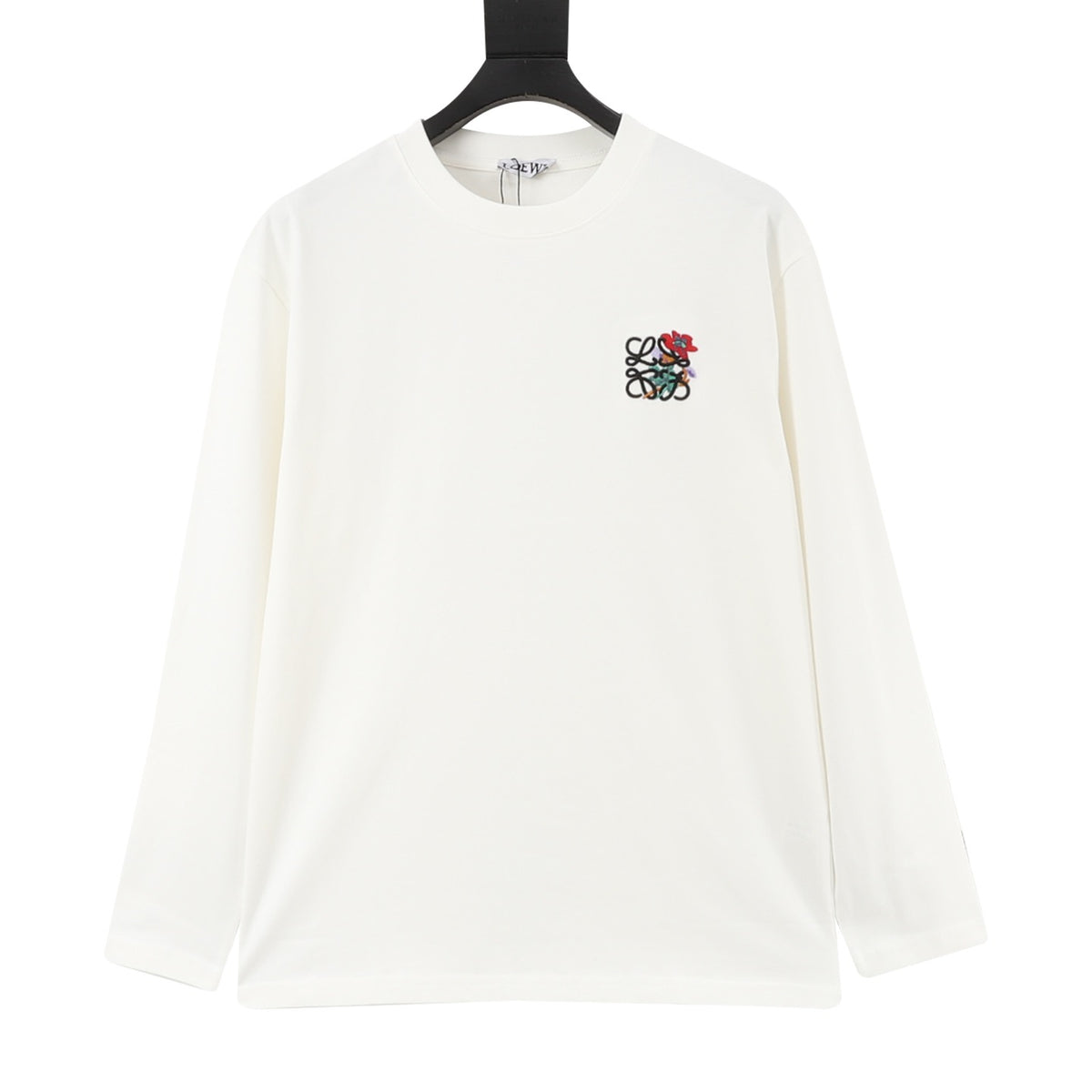 LOEWE Women's & Men's White Floral Anagram Embroidered Long-Sleeve T-Shirt