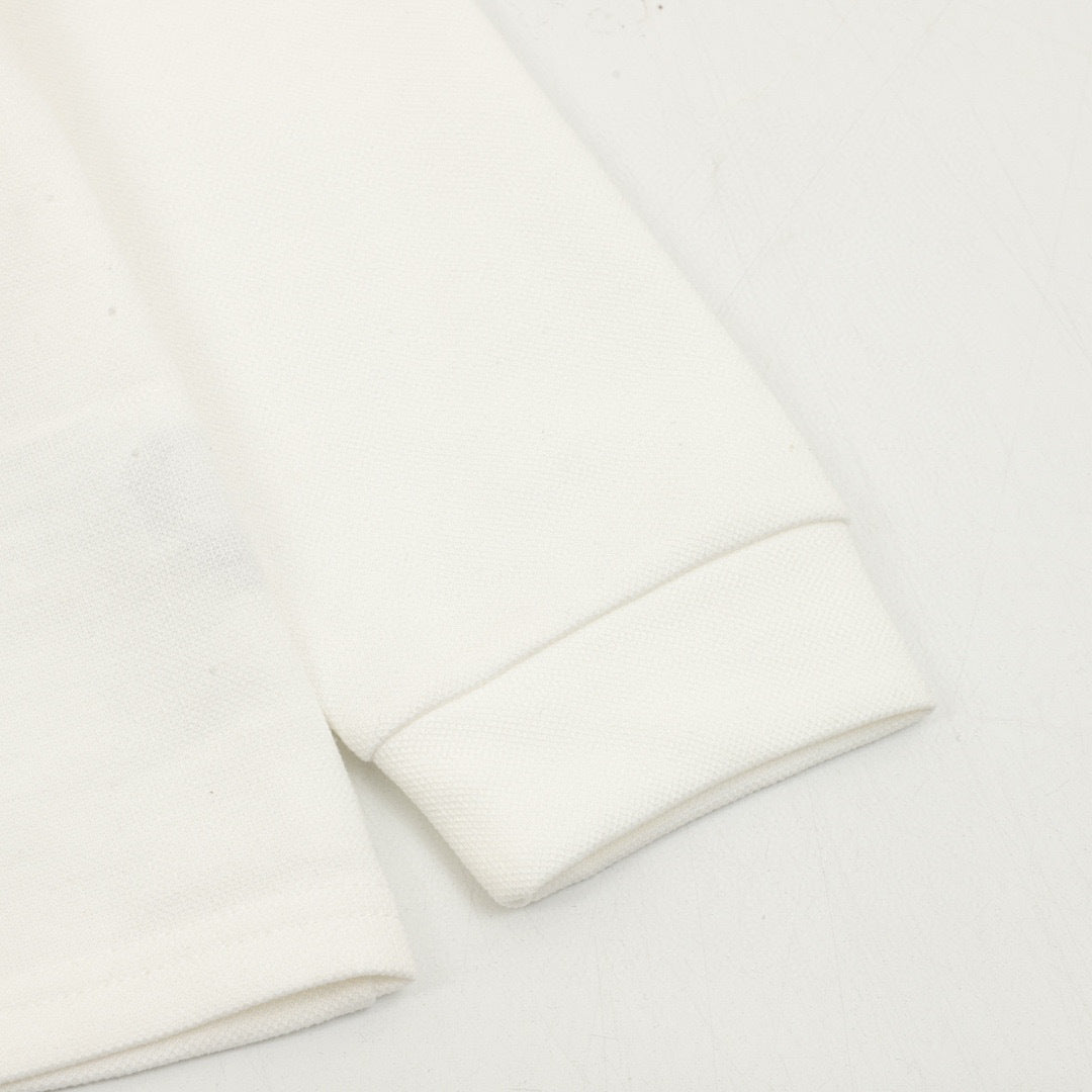 CH Long-Sleeve Polo Shirt with Horseshoe Embroidery and Collar
