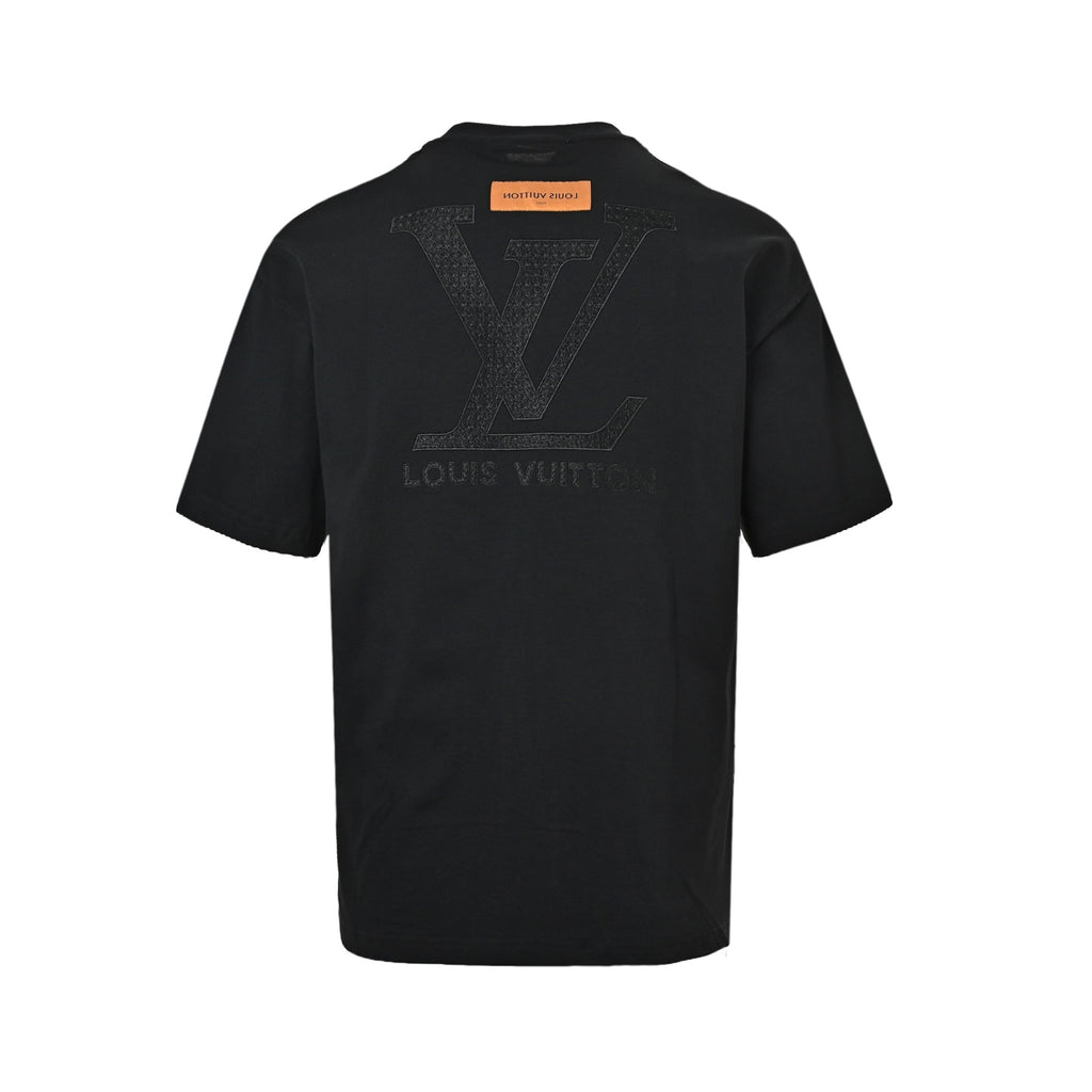 Louis Vuitton Large Embossed LV Back Logo Short-Sleeve T-Shirt in Black