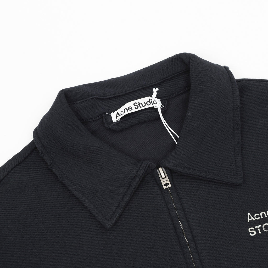 Acne Studios Women's Men's Black Stockholm 1996 Logo Zip-Up Jacket