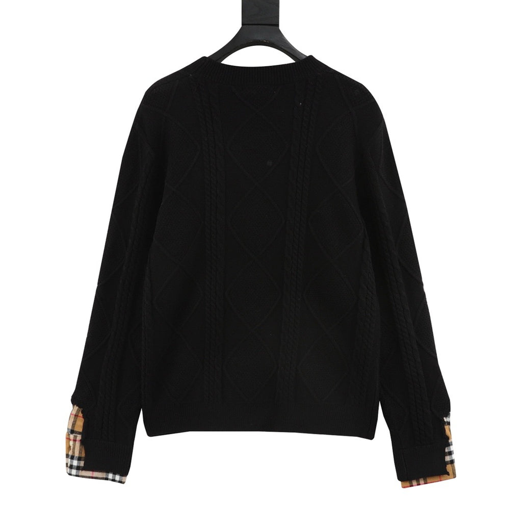 Burberry Women's & Men's Black Cable-Knit Check Panel Sweater
