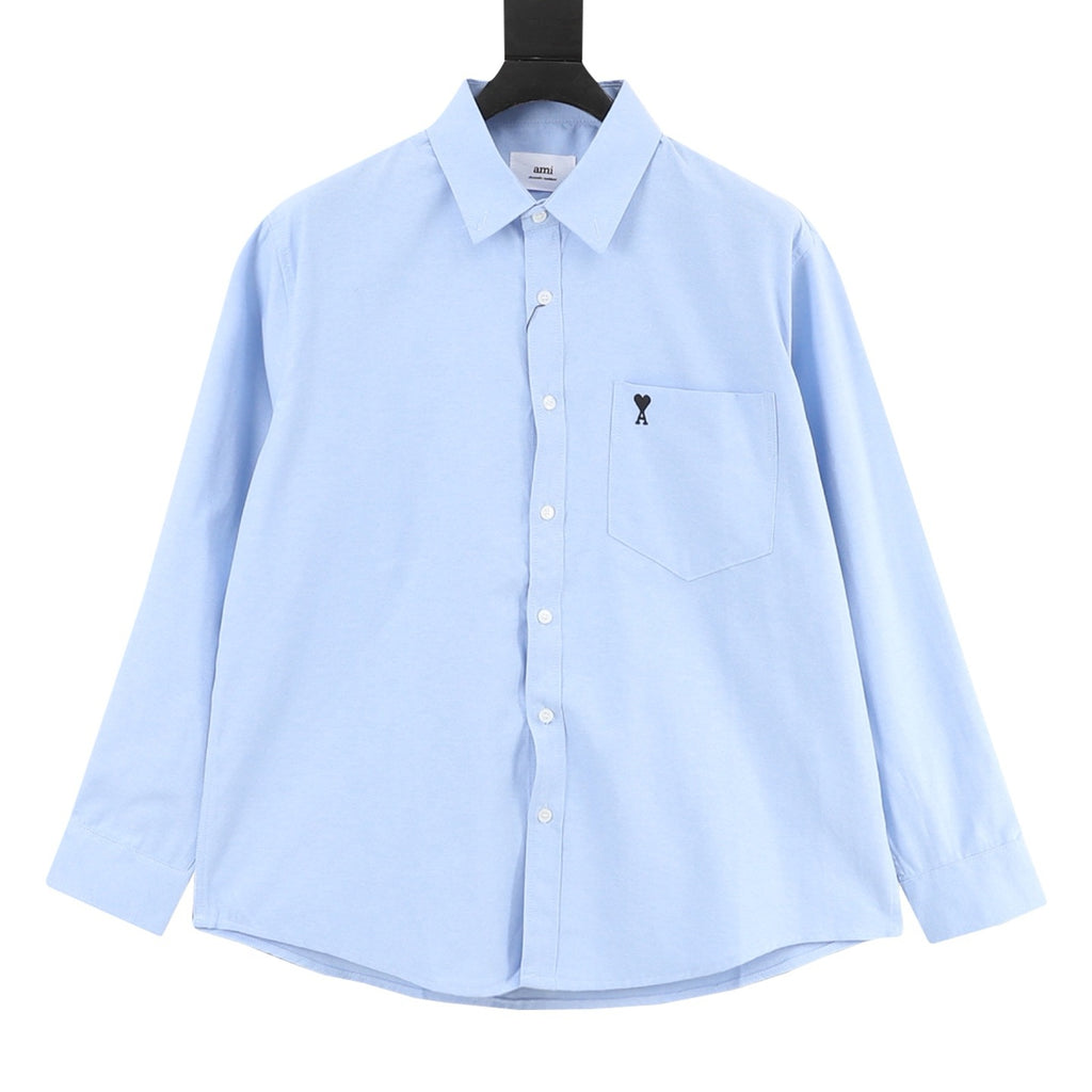 AMI Paris Ami de Cœur Chest Pocket Shirt — Navy Blue | 2026