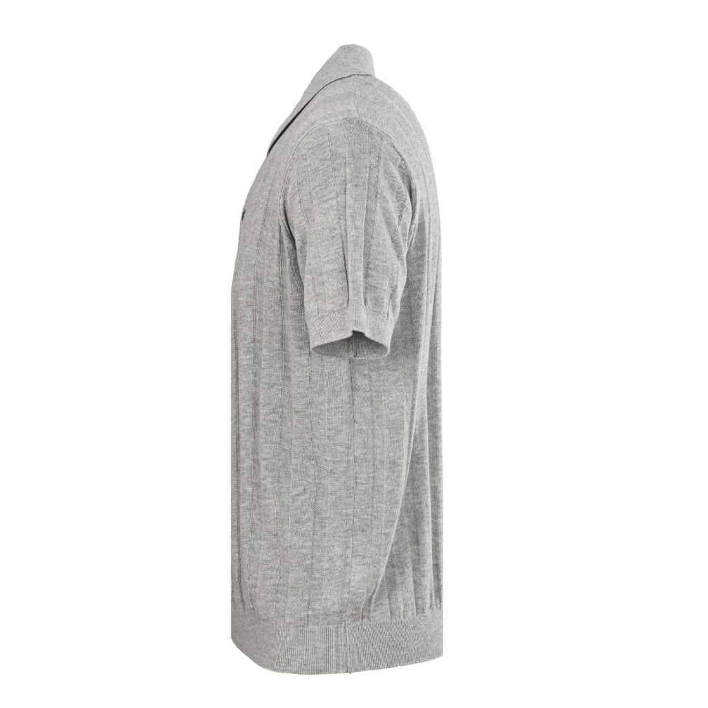 Brunello Cucinelli Cable-Knit Short-Sleeve Polo in Grey