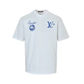 Louis Vuitton Equipe Blue Logo Print Short-Sleeve T-Shirt in White