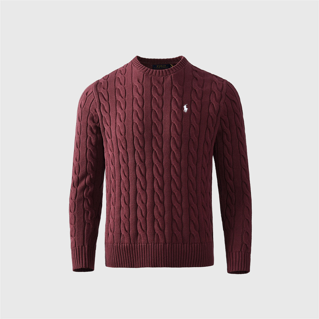 Polo Ralph Lauren Women's Men's Burgundy Cable Knit Crewneck Sweater