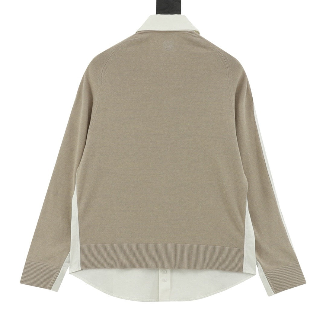 Loewe Two-Tone Patchwork Long-Sleeve Shirt
