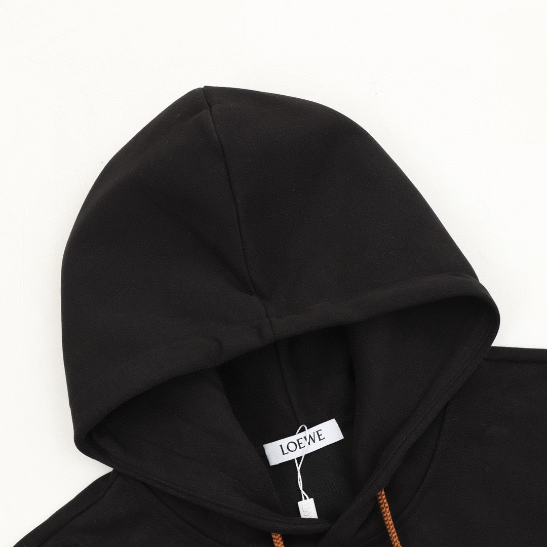 Loewe 25FW Leather Anagram Drawstring Logo Hoodie