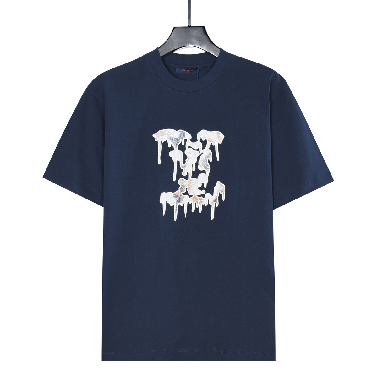 Louis Vuitton Melting Drip-Effect LV Logo Short-Sleeve T-Shirt in Navy