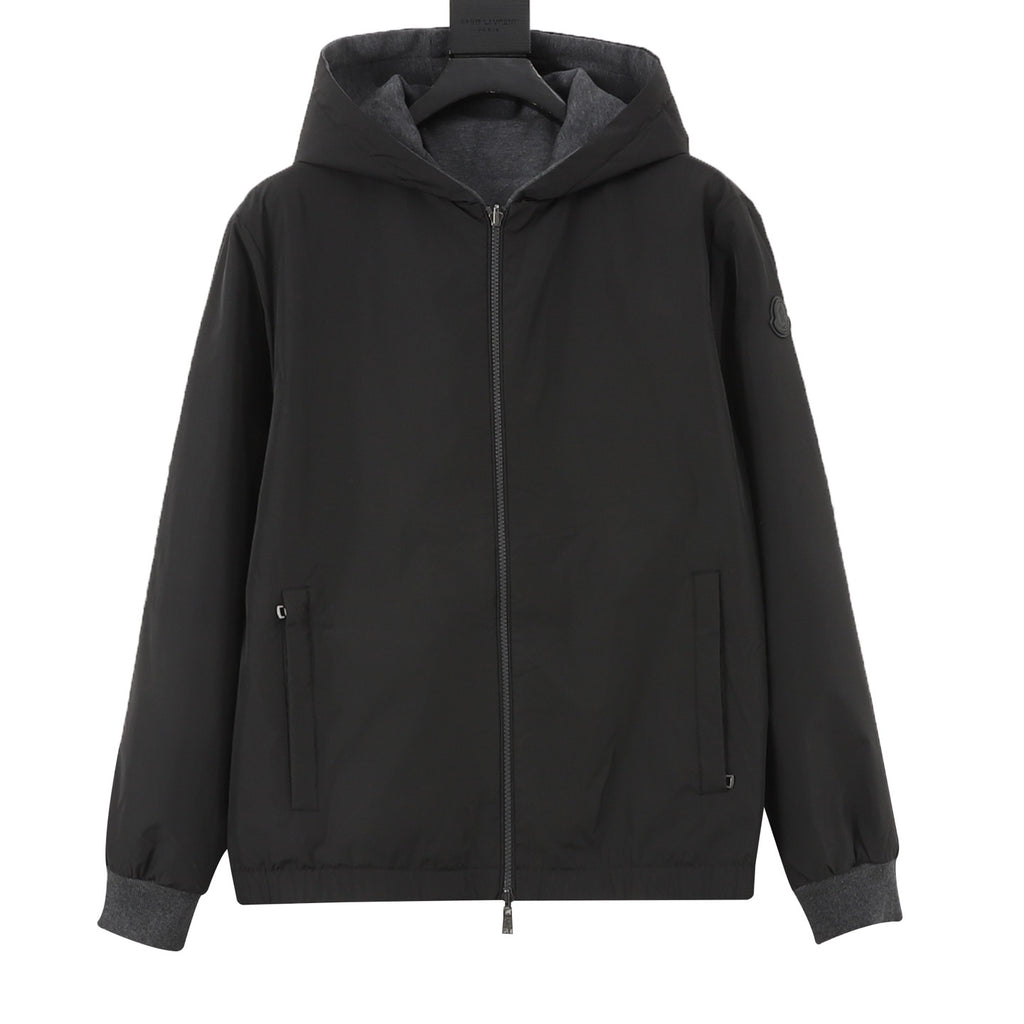Moncler Women's Men's Black Hooded Zip-Up Jacket