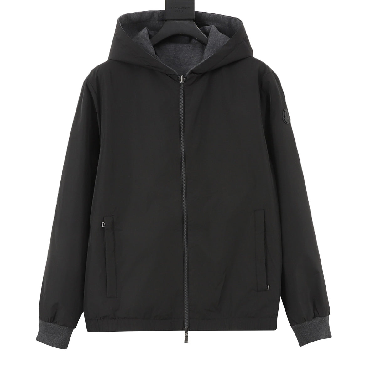 Moncler Women's Men's Black Hooded Zip-Up Jacket