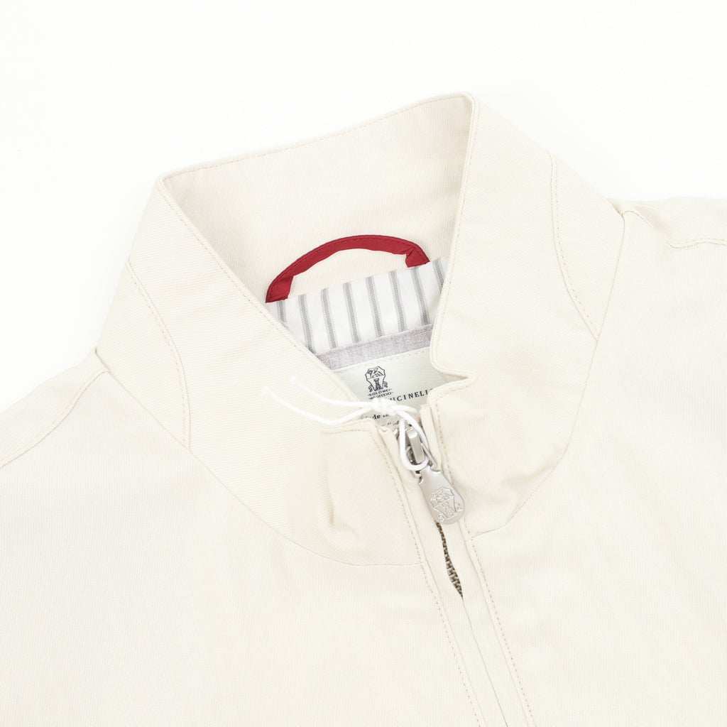 Brunello Cucinelli Women's Men's Off-White Embroidered Logo Stand-Collar Zip-Up Jacket