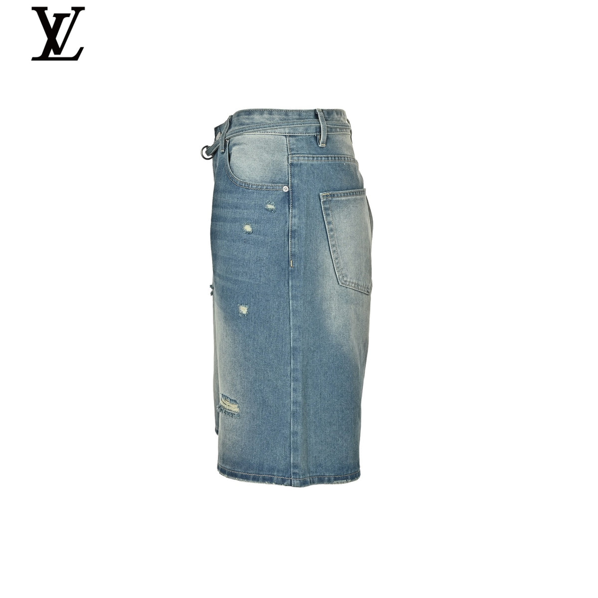 Louis Vuitton Washed Blue Distressed Denim Jorts