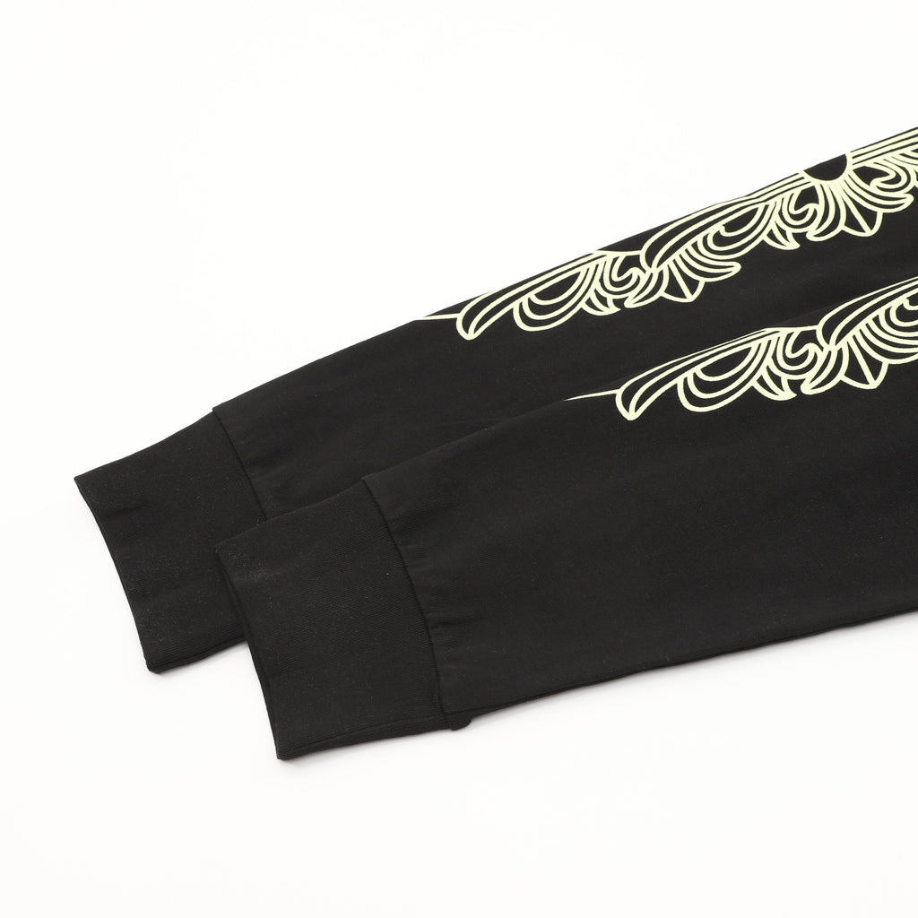 Chrome Hearts Horseshoe Logo Pocket Long-Sleeve Tee — Black, Cream Print